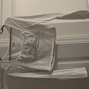 SO White Ruched Long Sleeve Crop Top